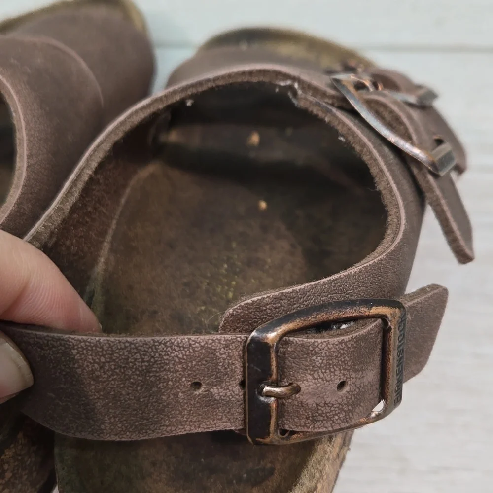 Birkenstock Milano Kids Ankle Sandals Outdoor Leather Flats shoes sz L12